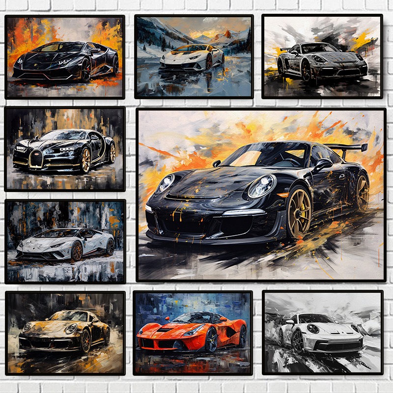 Luxury Lifestyle Items - Moderne abstracte luxe auto's poster kleurrijke